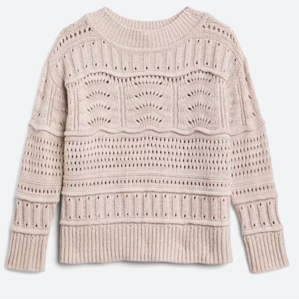 EUC Club Monaco Mixed Pointelle Oatmeal Sweater
